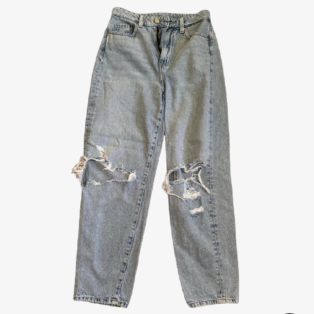 High Rise Blue Jeans with Cropped Fit